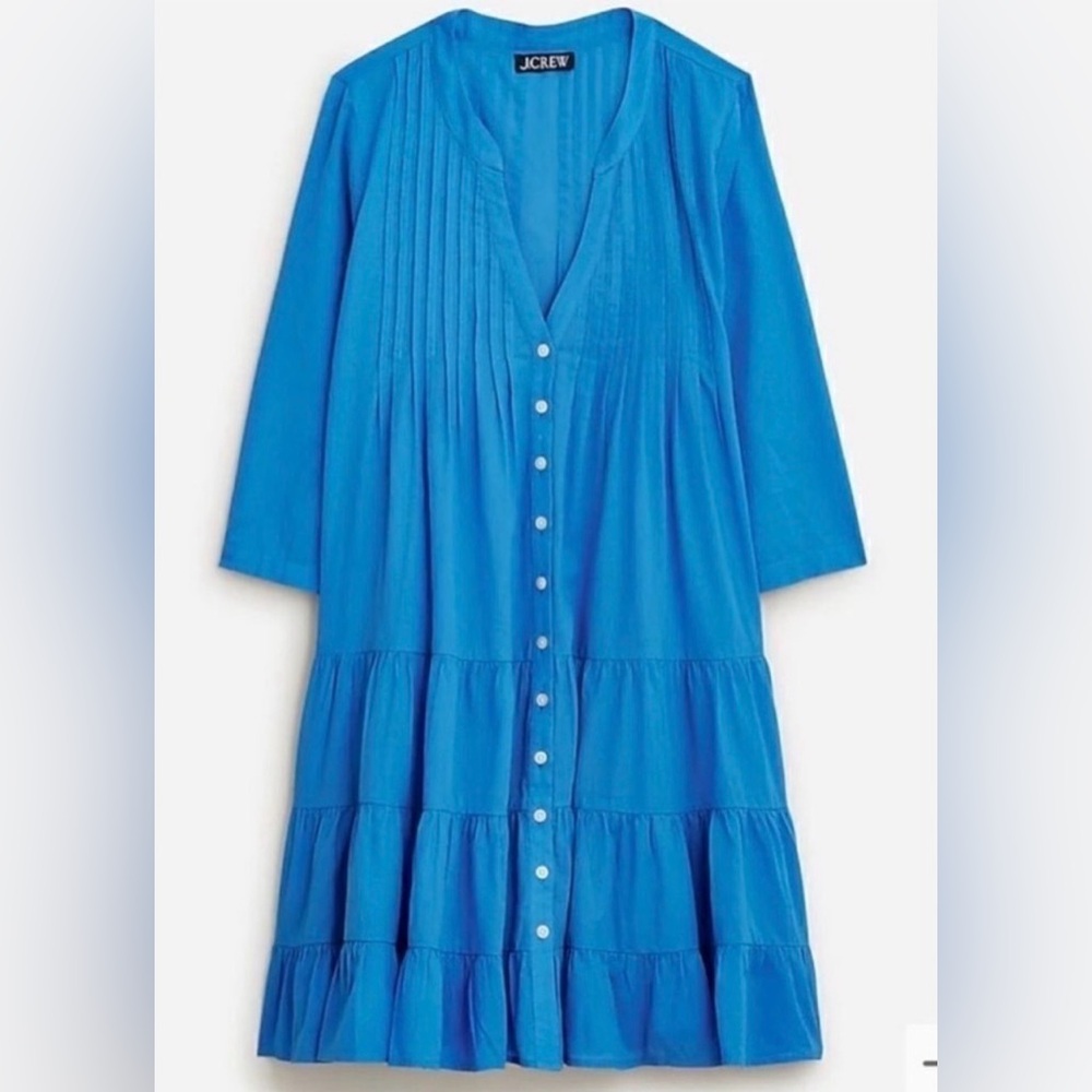 J. Crew Bright Blue Button-Front Swim Coverup
